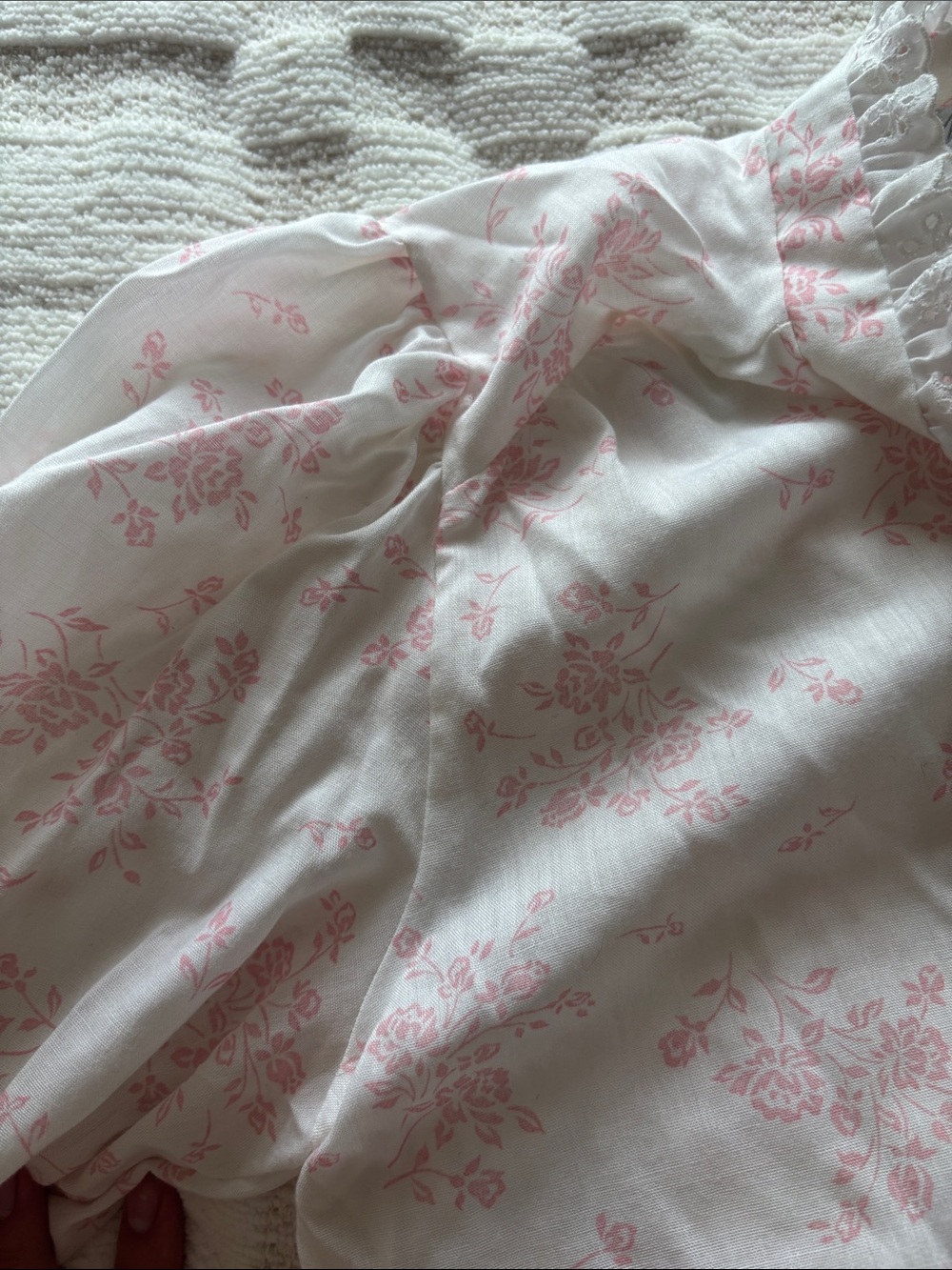 Miss Elaine Pink and White Floral Nightgown - Picture 7 of 12